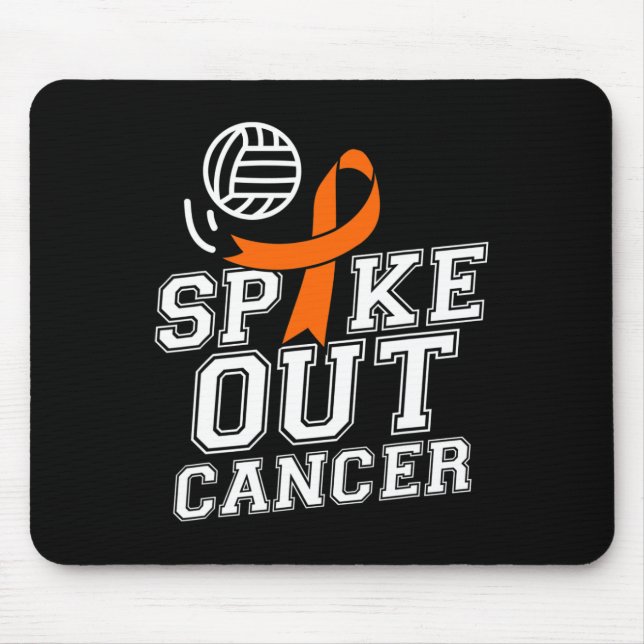 Spike Out Volleyball Leukemia Cancer Awareness Rib Mouse Pad (Front)