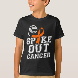 Spike Out Volleyball Leukemia Cancer Awareness Rib T-Shirt