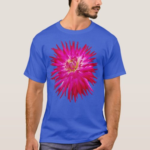 Spike Petals Pink Dahlia Floral Photo Cutout T_Shirt