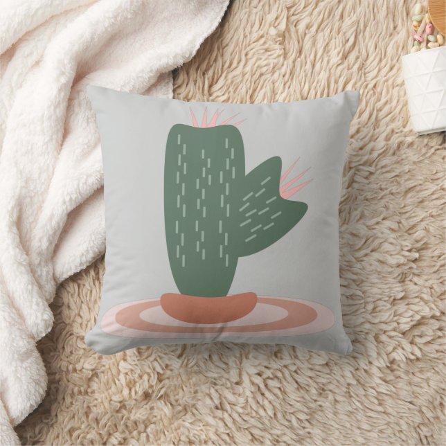 Spiked Cactus on Rug Throw Pillow (Blanket)