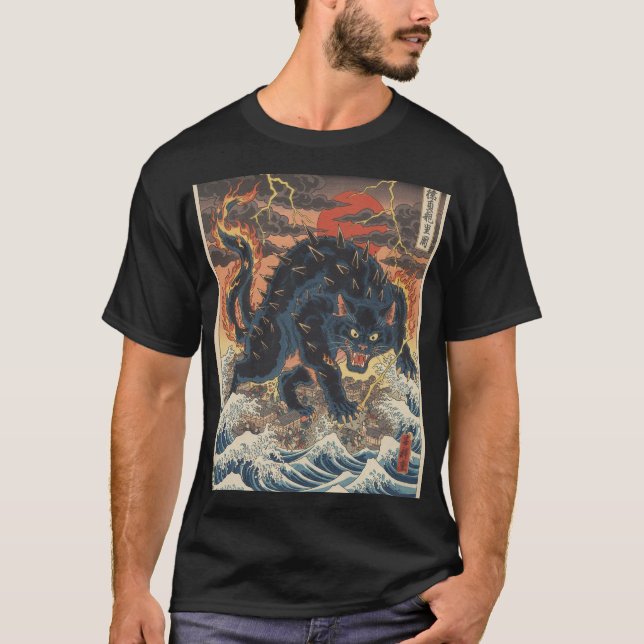 Spiked Kaiju Over Tempest Ocean T-Shirt (Front)