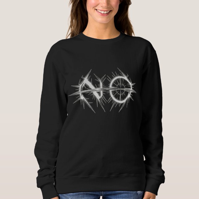 Spiked "NO" Ring Slash Sweatshirt (Front)