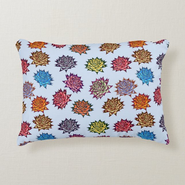 Spiked Rose Print, Modern Style Floral Pattern Accent Pillow (Front)