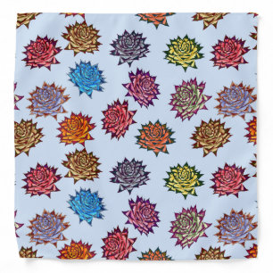 Spiked Rose Print, Modern Style Floral Pattern Bandana