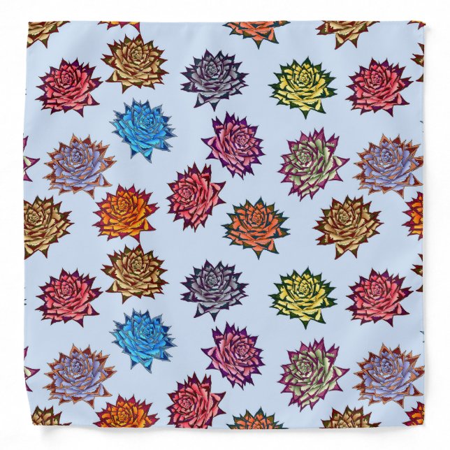 Spiked Rose Print, Modern Style Floral Pattern Bandana (Front)