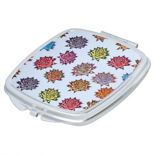 Spiked Rose Print, Modern Style Floral Pattern Compact Mirror