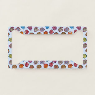 Spiked Rose Print, Modern Style Floral Pattern License Plate Frame
