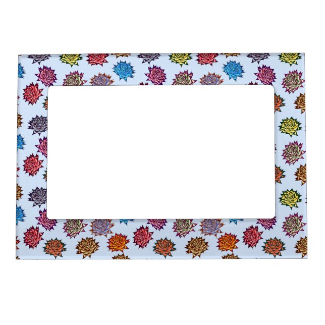Spiked Rose Print, Modern Style Floral Pattern Magnetic Frame (Front)