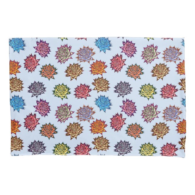 Spiked Rose Print, Modern Style Floral Pattern Pillow Case (Front)