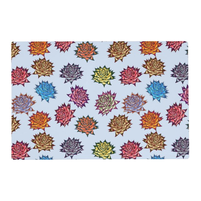 Spiked Rose Print, Modern Style Floral Pattern Placemat (Front)