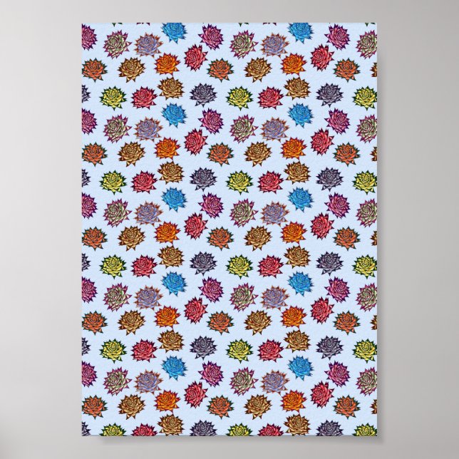Spiked Rose Print, Modern Style Floral Pattern Poster (Front)