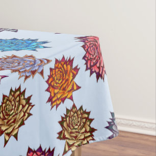 Spiked Rose Print, Modern Style Floral Pattern Tablecloth