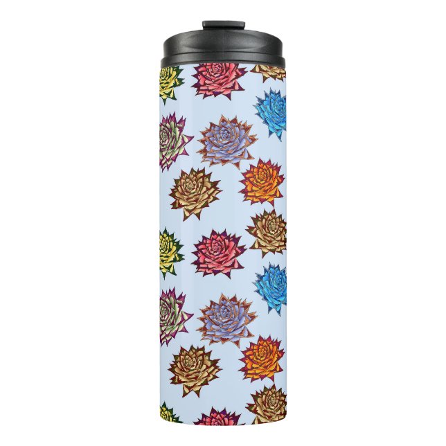 Spiked Rose Print, Modern Style Floral Pattern Thermal Tumbler (Front)