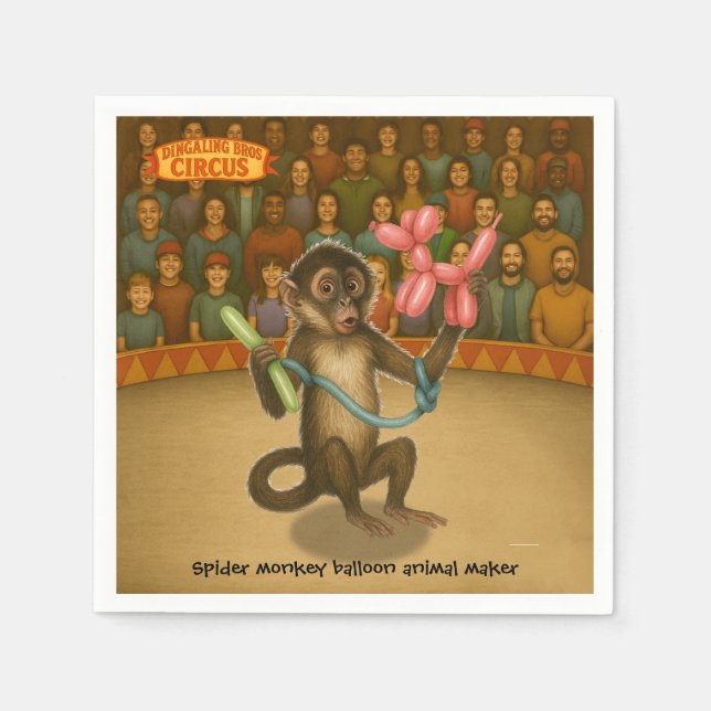 Spike's balloon monkey magic napkins (Front)