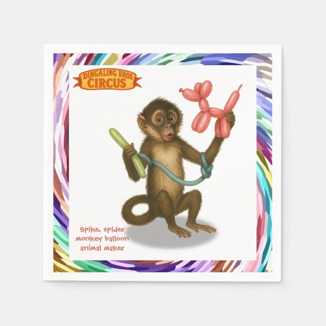 Spike's balloon monkey magic napkins (Front)