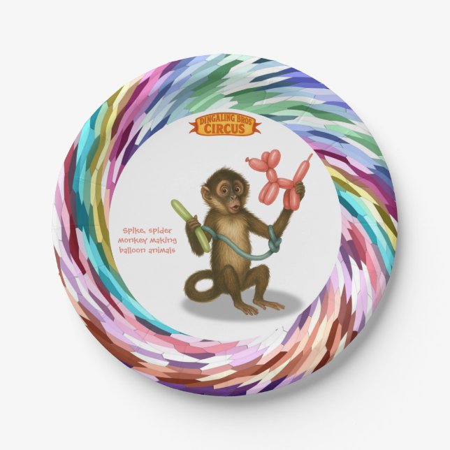 Spike's balloon monkey magic paper plates (Front)