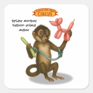 Spike's balloon monkey magic square sticker