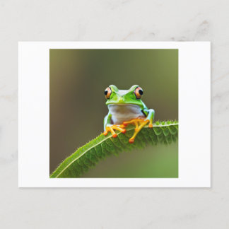 spikey leaf with frog postcard