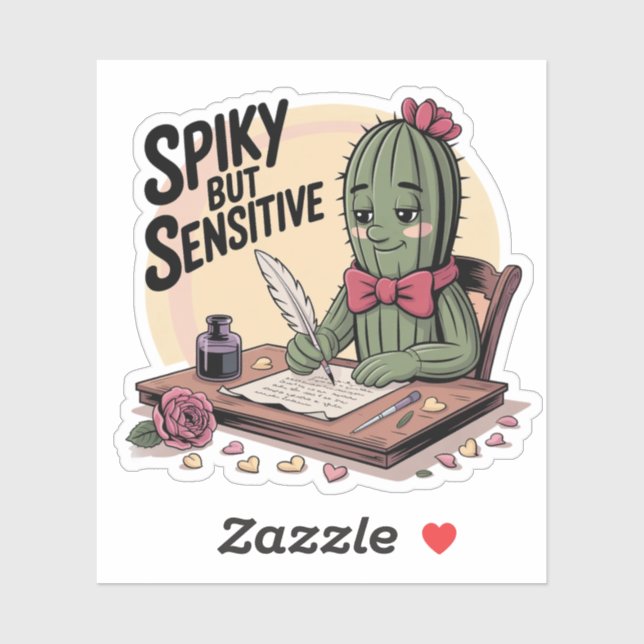 Spiky But Sensitive Cactus Poet Writing Sticker (Sheet)