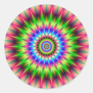 Spiky Color Explosion Classic Round Sticker