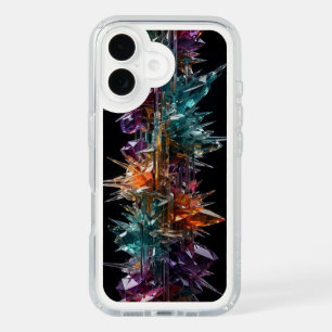 Spiky Crystal Shard Column - Gold Teal Magenta iPhone 16 Case