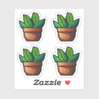 Spiky Green Plant in Terra Cotta Pot Sticker