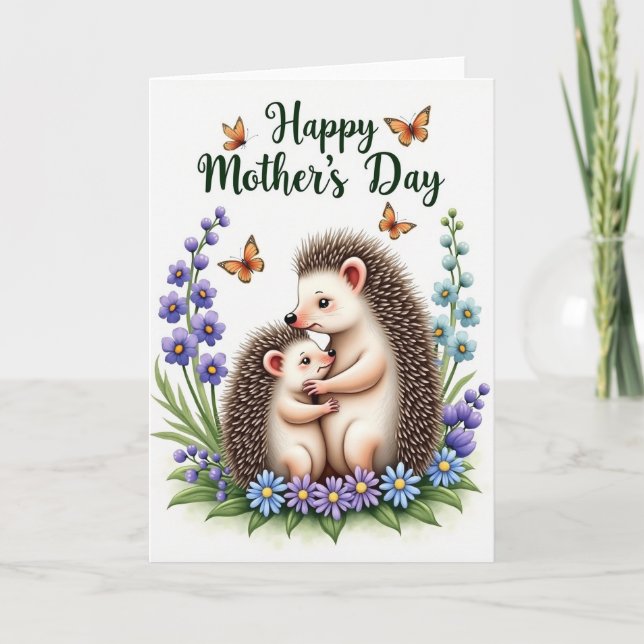 Spiky Love Mothers Day Floral Card (Front)