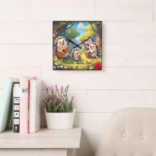"Spiky Music Jam" Square Wall Clock