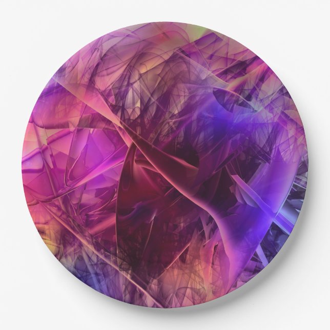 Spiky Shiny Faux Glass Texture Abstract Design Paper Plates (Front)