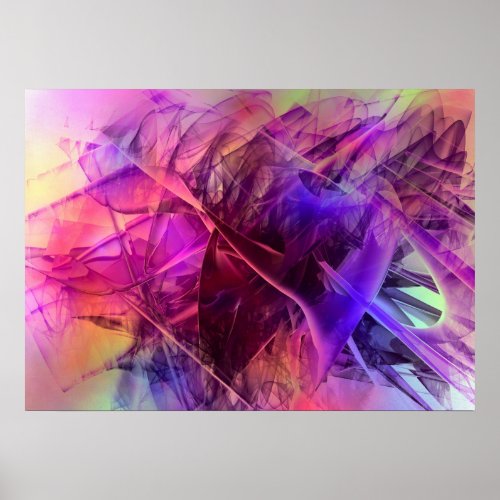 Spiky Shiny Glass Shards Abstract Design Poster