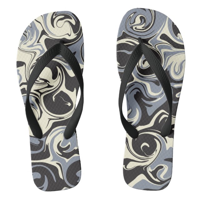 Spill - Black, Gray and Cream Flip Flops (Footbed)