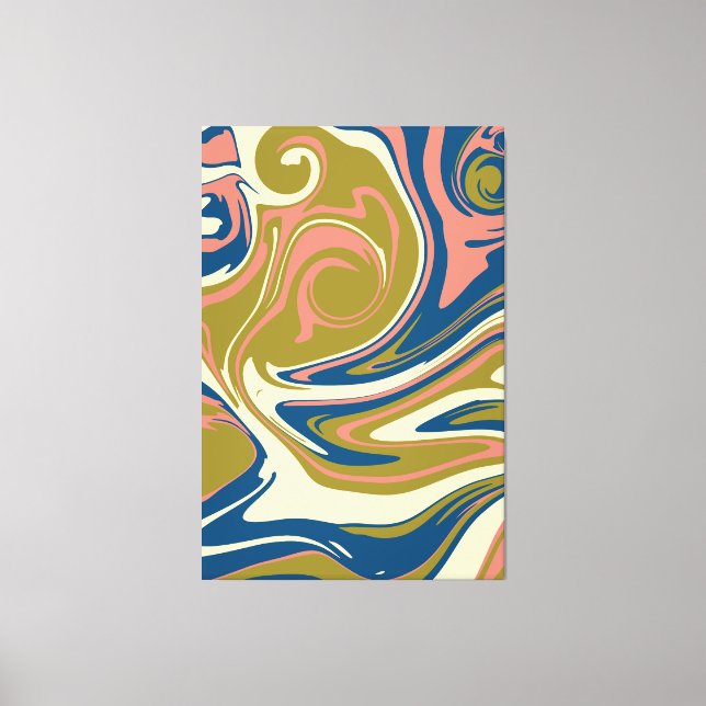 Spill - Blue, Olive Green, Pink and Cream Canvas Print (Front)
