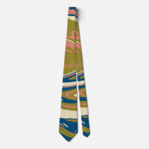 Spill - Blue, Olive Green, Pink and Cream Neck Tie