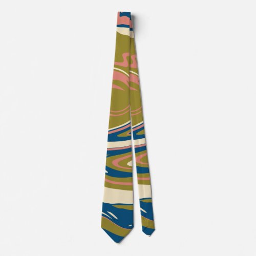 Spill _ Blue Olive Green Pink and Cream Neck Tie