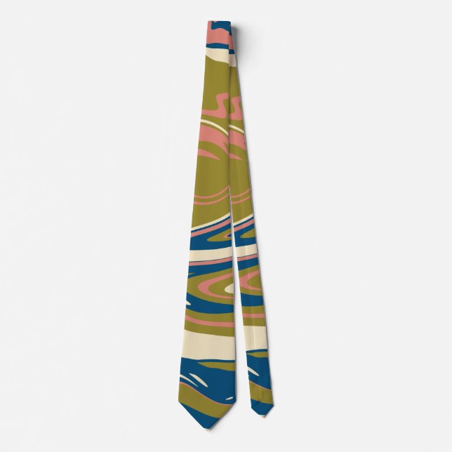 Spill - Blue, Olive Green, Pink and Cream Neck Tie (Front)