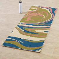 Spill - Blue, Olive Green, Pink and Cream Yoga Mat