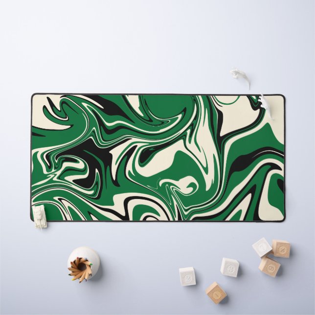 Spill - Green, Cream and Black Desk Mat (Kids Table)