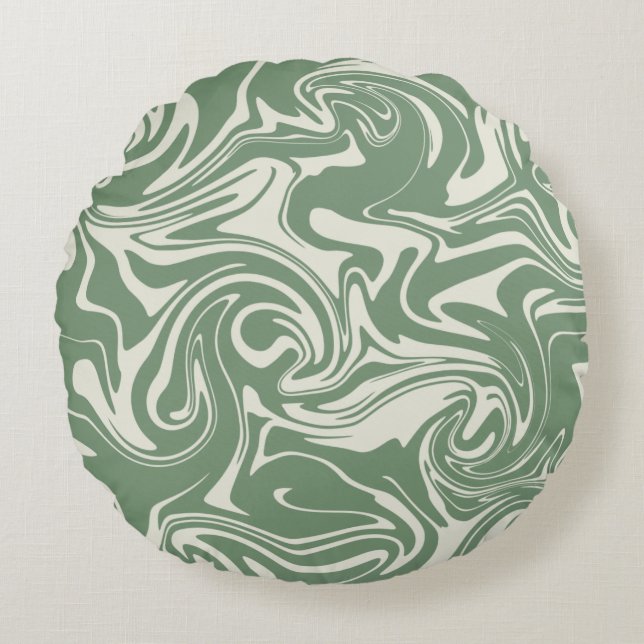 Spill - Green Round Pillow (Front)