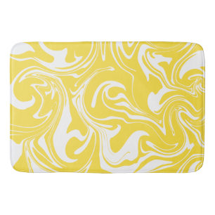 Spill - Lemon Yellow and White Bath Mat
