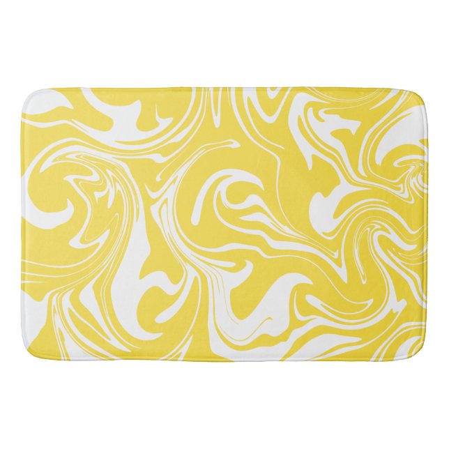 Spill - Lemon Yellow and White Bath Mat (Front)