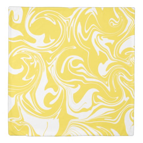 Spill _ Lemon Yellow and White Duvet Cover