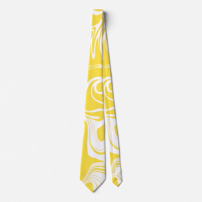 Spill - Lemon Yellow and White  Neck Tie (Front)