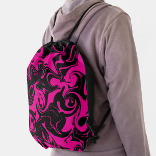 Spill - Magenta and Black Drawstring Bag
