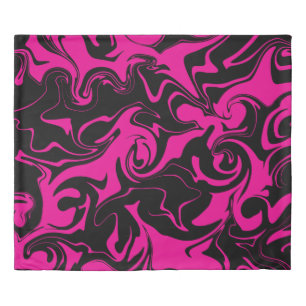 Spill - Magenta and Black Duvet Cover