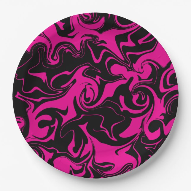 Spill - Magenta and Black Paper Plates (Front)