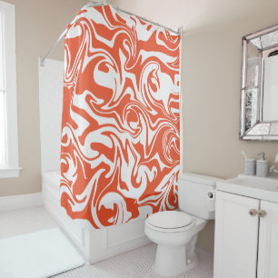 Spill - Orange and White Shower Curtain