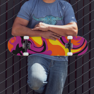 Spill - Orange, Black, Pink and Yellow Skateboard