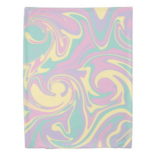 Spill - Pastel Pink, Yellow, Purple and Green Duvet Cover