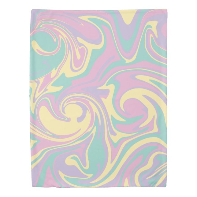 Spill - Pastel Pink, Yellow, Purple and Green Duvet Cover (Front)