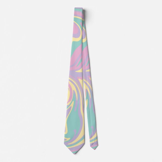 Spill - Pastel Pink, Yellow, Purple and Green  Neck Tie (Front)